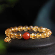Buddha Stones Citrine Red Agate Fortune Charm Bracelet Bracelet BS 6