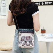 Buddha Stones Elephant Butterfly Embroidered Canvas Tote Bag Shoulder Bag Crossbody Bag Bag BS 3