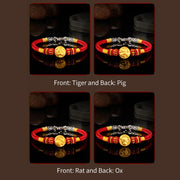 Buddha Stones 999 Gold Chinese Zodiac Auspicious Matches Om Mani Padme Hum Luck Handcrafted Bracelet Bracelet BS 30
