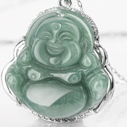 Buddha Stones 925 Sterling Silver Laughing Buddha Jade Abundance Necklace Chain Pendant Necklaces & Pendants BS 5