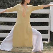 Buddha Stones 2Pcs V-neck Embroidery Yoga Clothing Zen Meditation Cotton Linen Top Pants Women's Set Clothes BS 16