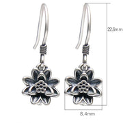Buddha Stones 925 Sterling Silver Lotus Flower Enlightenment Earrings Earrings BS 6