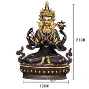 Buddha Stones Chenrezig Bodhisattva Four-armed Avalokitesvara Wealth Copper Statue Home Decoration