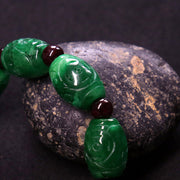 Buddha Stones Cyan Jade Carving Bead Luck Healing Bracelet Bracelet BS 6