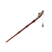 Buddha Stones Small Leaf Red Sandalwood Water Drop Jade Protection Hairpin Hairpin BS 8