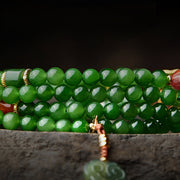 Buddha Stones 108 Mala Beads Cyan Jade Red Agate Laughing Buddha Luck Bracelet Mala Bracelet BS 7
