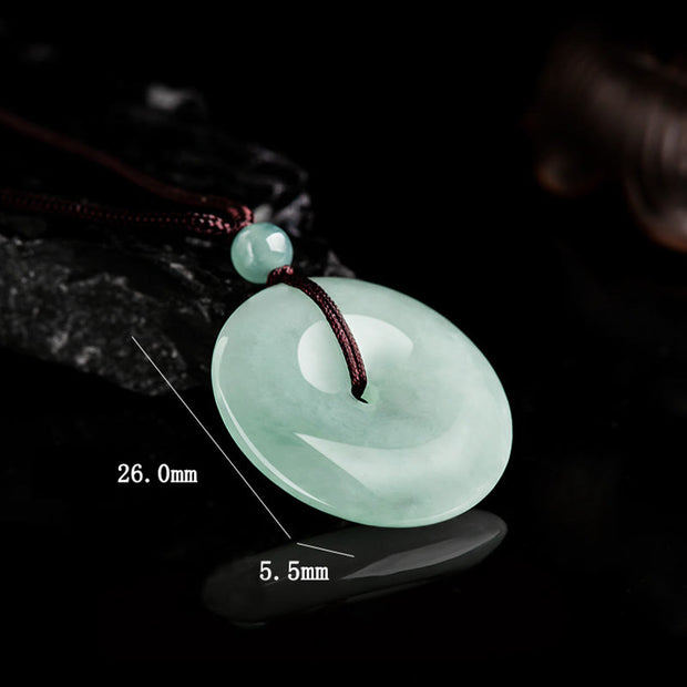 Buddha Stones Natural Jade Peace Buckle Luck Abundance Necklace Pendant Necklaces & Pendants BS 6