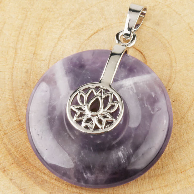 Buddha Stones Various Crystal Amethyst Pink Crystal Lotus Healing Necklace Pendant Necklaces & Pendants BS 6