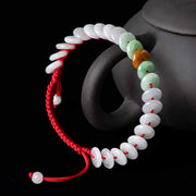 Buddha Stones Round Jade Lucky Red String Weave Bracelet Bracelet BS 12