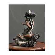 Buddha Stones Lotus Buddha Hand Auspicious Clouds Pattern Meditation Resin Backflow Incense Burner