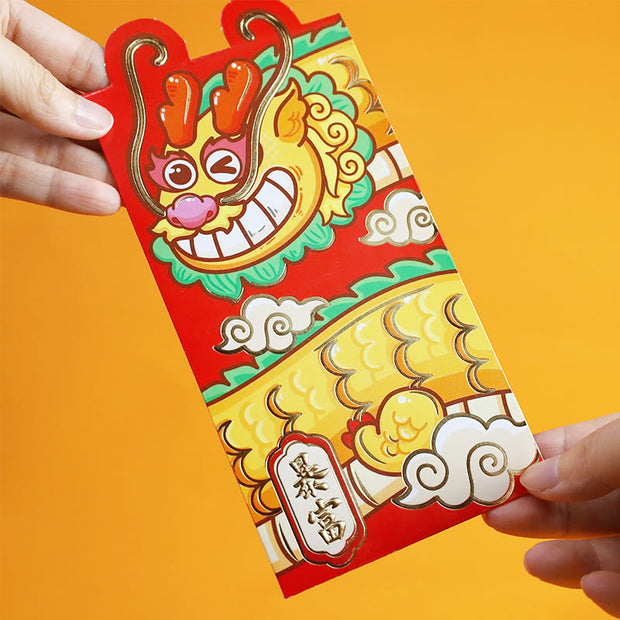 Buddha Stones 6Pcs Chinese Red Envelope Year of the Dragon Lucky Money Envelopes Auspicious Dragon Design 2024 Chinese New Year Dragon Year Envelope Red Envelope BS 6Pcs Chinese Red Envelope(8.8*16.8cm)