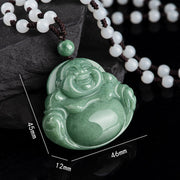 Buddha Stones Laughing Buddha Cyan Jade Harmony Necklace String Bead Pendant Necklaces & Pendants BS 7