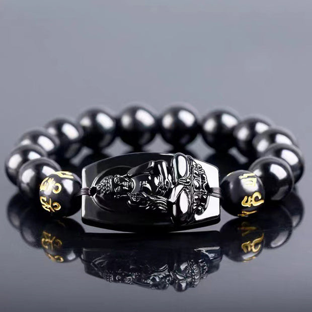 Buddha Stones Chinese Zodiac Obsidian Protection Bracelet Bracelet BS 8