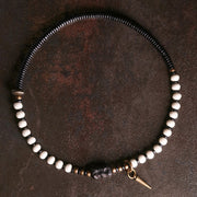 Buddha Stones Yak Bone Ebony Wood Copper Strength Couple Bracelet Bracelet BS 5