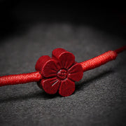 Buddha Stones Handmade Plum Blossom Four Leaf Clover PiXiu Lotus Koi Fish Cinnabar Blessing Braid Bracelet Bracelet BS 2