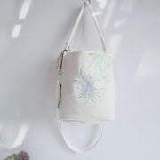 Buddha Stones Embroidery Flower Pattern Canvas Shoulder Bag Tote Bag Crossbody Bag Bag BS 20