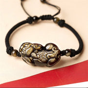 Buddha Stones Natural Obsidian Amethyst Citrine PiXiu Cooper Coin Wealth Bracelet