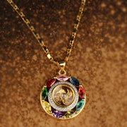 Buddha Stones Colorful Zircon Copper Wealth Luck Rotation Bracelet Necklace Pendant Bracelet Necklaces & Pendants BS 2