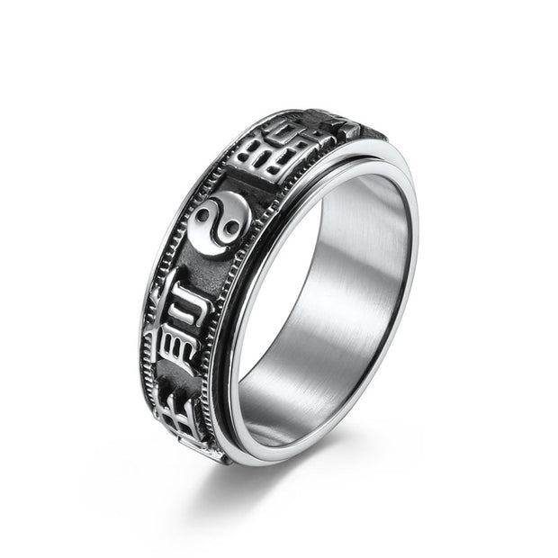 Letter Words Balance Calm Titanium Steel Rotatable Ring (Extra 30% Off | USE CODE: FS30) Rings BS main
