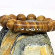 Buddha Stones 999 Sterling Silver Green Sandalwood Om Mani Padme Hum Dragon Phoenix Dharmachakra Inlaid Peace Bracelet