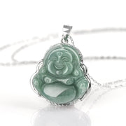 Buddha Stones 925 Sterling Silver Laughing Buddha Jade Abundance Necklace Chain Pendant Necklaces & Pendants BS 3