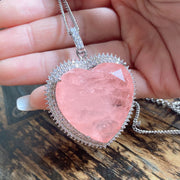 Buddha Stones Rose Quartz Crystal Love Heart Relationships Necklace Pendant Necklaces & Pendants BS Rose Quartz(Loving energy♥Healing)