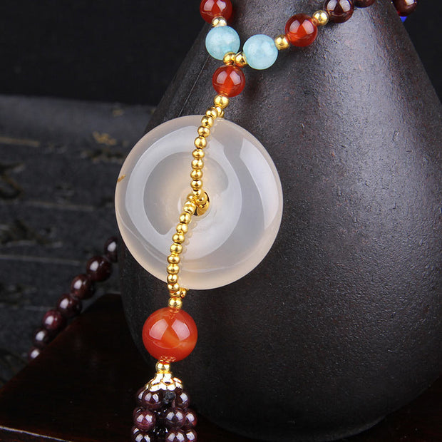 Buddha Stones Natural Garnet Pink Crystal Red Agate Fortune Necklace Bracelet Necklaces & Pendants BS 7