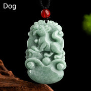 Buddha Stones Natural Green Jade 12 Chinese Zodiac Luck Prosperity Necklace Pendant Necklaces & Pendants BS Dog