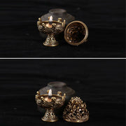 Buddha Stones Tibetan Mini Mountain Pattern Meditation Copper Alloy Incense Burner Incense Burner BS 15