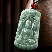 Buddha Stones Tathagata Buddha Dragon Jade Amulet Serenity String Necklace Necklaces & Pendants BS 7