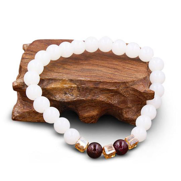 Buddha Stones Natural White Jade Protection Bracelet Bracelet BS 2