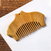 Buddha Stones Green Sandalwood Flower Pattern Engraved Soothing Comb Comb BS 2