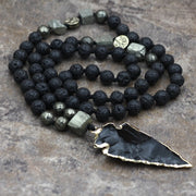 Buddha Stones Natural Lava Rock Yoga Meditation Necklace Arrow Pendant (Extra 30% Off | USE CODE: FS30)