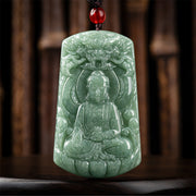 Buddha Stones Tathagata Buddha Dragon Jade Amulet Serenity String Necklace Necklaces & Pendants BS 8