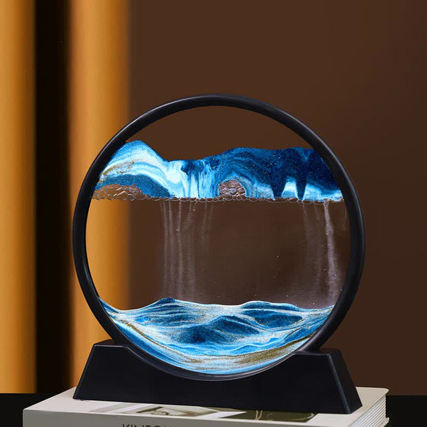 Buddha Stones Moving Sand Art Picture Round Glass Deep Sea Sandscape Flowing Sand Home Decoration Decorations BS Blue