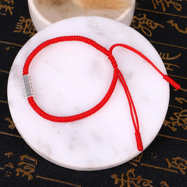 Buddha Stones Om Mani Padme Hum Luck Protection Red String Bracelet Bracelet BS 5