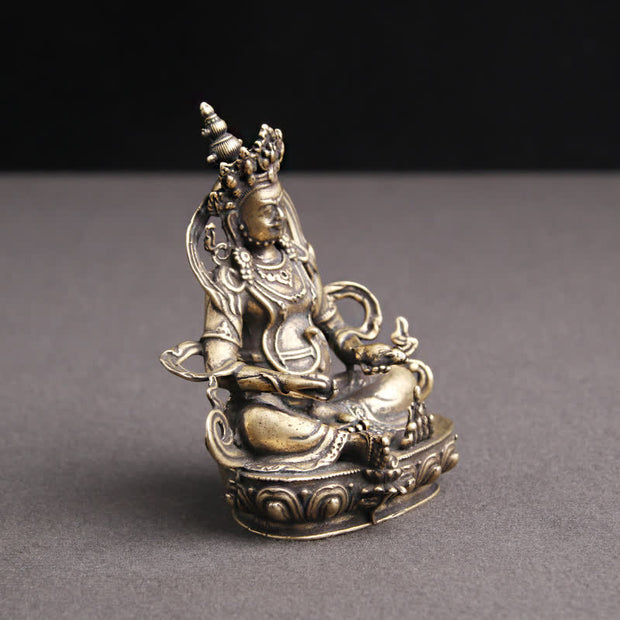Buddha Stones Yellow Jambhala Bodhisattva Figurine Serenity Copper Statue Decoration Decorations BS 4