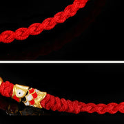 Buddha Stones 999 Gold Luck Koi Fish Handcrafted Braided String Bracelet