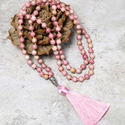 Buddha Stones 108 Mala Rhodonite Beads Yoga Meditation Prayer Beads Bracelet Bracelet BS 1