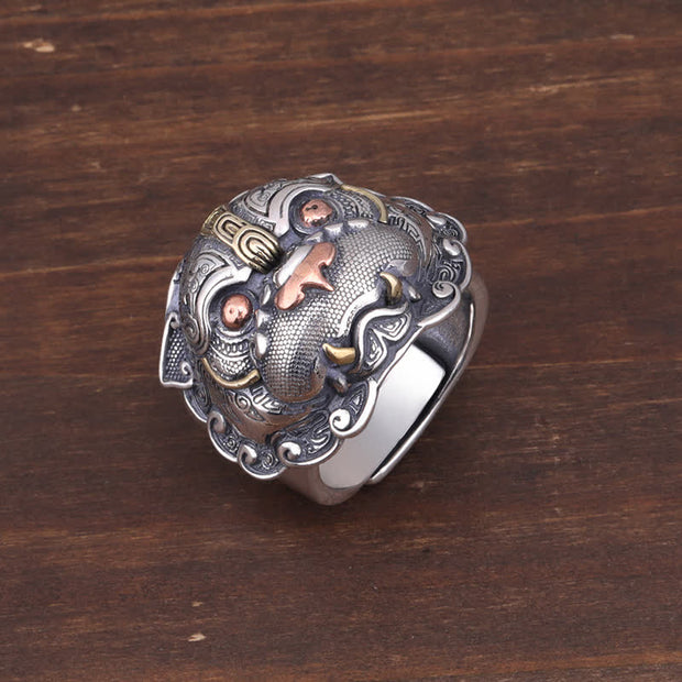 Buddha Stones Lucky FengShui Mythological Creature Taotie Wealth Ring Ring BS 8
