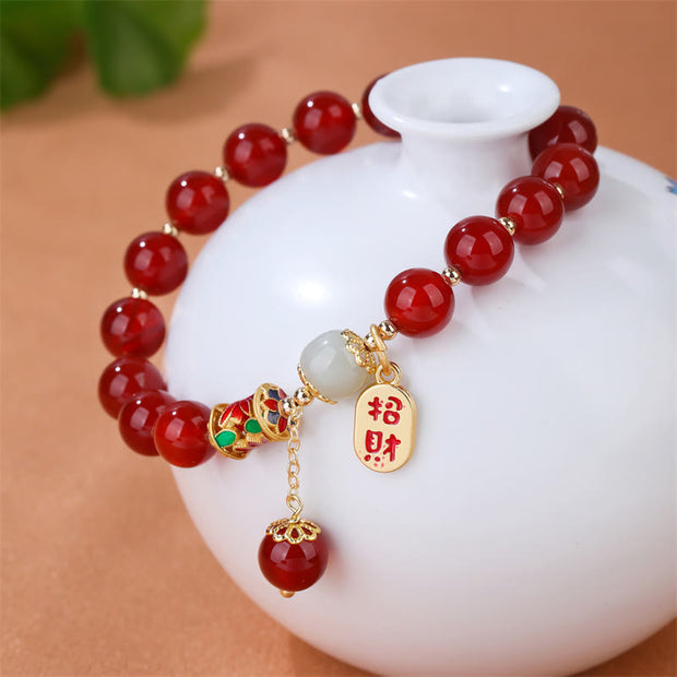 Buddha Stones Natural Red Agate Jade Confidence Fortune Blessing Charm Bracelet Bracelet BS 1