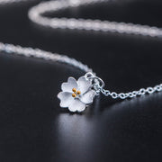 Buddha Stones 925 Sterling Silver Cherry Blossom Flower Blessing Necklace Pendant