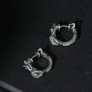 Buddha Stones 925 Sterling Silver Dragon Hoop Pattern Protection Earrings Earrings BS 4