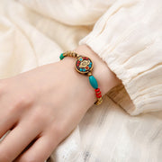 Buddha Stones Tibetan Turquoise Om Mani Padme Hum Protection Strength Bracelet Bracelet BS Auspicious Cloud