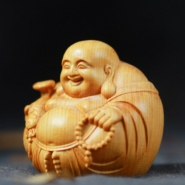 Buddha Stones Laughing Buddha Boxwood Compassion Home Car Decoration Decorations BS 2