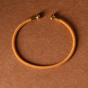 Buddha Stones Simple Design Handmade Luck Braid String Cuff Bracelet Bracelet BS Orange