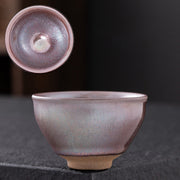 Buddha Stones Chinese Pink Gold Jianzhan Porcelain Teacup Kung Fu Tea Cup