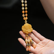 Buddha Stones Tibetan Golden Silk Jade Wealth Pendant Necklace Necklaces & Pendants BS 2