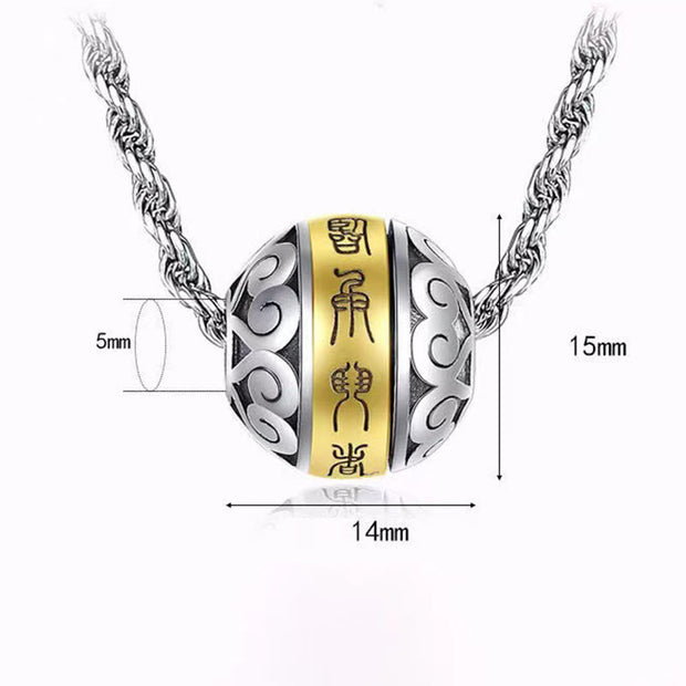 Buddha Stones Taoist Nine-Character Mantra Engraved Amulet Balance Necklace Rotatable Pendant