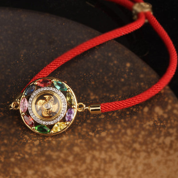 Buddha Stones Colorful Zircon Copper Wealth Luck Rotation Bracelet Necklace Pendant Bracelet Necklaces & Pendants BS 9